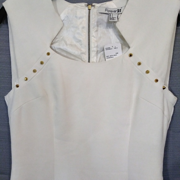 Forever 21 sleeveless dress cream/gold sz small - Picture 4 of 6